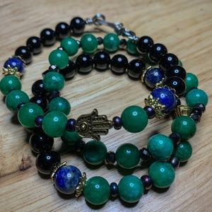 Crystal Lapis Lazuli and Jade Healing Bracelet